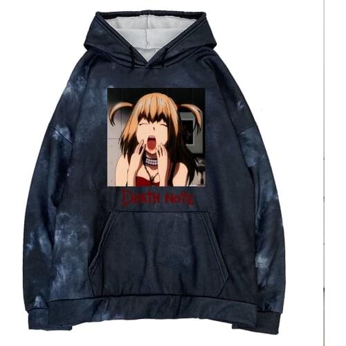DEATH NOTE Print Hooded Sweatshirt Tie Dye Fashion Casual Cute Misa Amane Hoodie Kawaii Loog Sleeve Street Hip Hop Top Tees