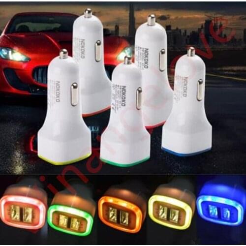 Colorful LED light Dual Usb Car Charger 2.1A+1A Universal adapter For Ipad For Iphone For Samsung