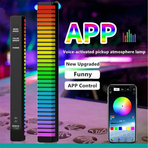 APP Control Voice-Activated Pickup Rhythm Lights Colorful Music Ambient Light Bar for Car Desktop Gaming Room Decoration Lamp