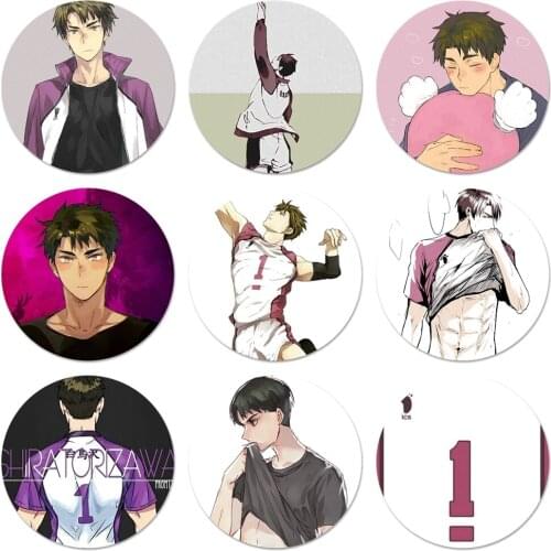 Ushijima Wakatoshi Shiratorizawa Badge Brooch Pin Accessories For Clothes Backpack Decoration gift 58mm