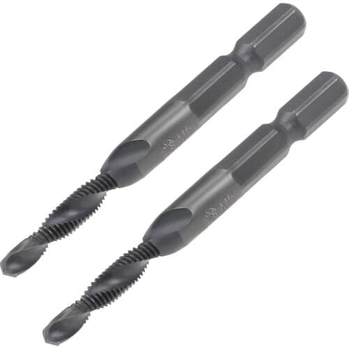 Uxcell 2Pcs Metric Spiral Machine Screw Twisted Tap Thread Pitch Countersink Drill Bit H2 Hex Shank HSS M3 M4 M5 M6 M8 M10