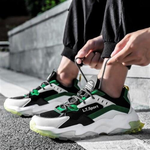 Plus Size Summer Outdoor Chunky Sneakers Mens Sport Shoes Mens Sports Shoes Running Man Black Green Fitness Runners GMB-0488