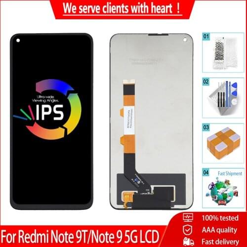 6.53" AAA++ For Xiaomi Redmi Note 9T LCD Display Touch Screen With Frame Digitizer Assembly Replacement For Redmi Note 9 5G