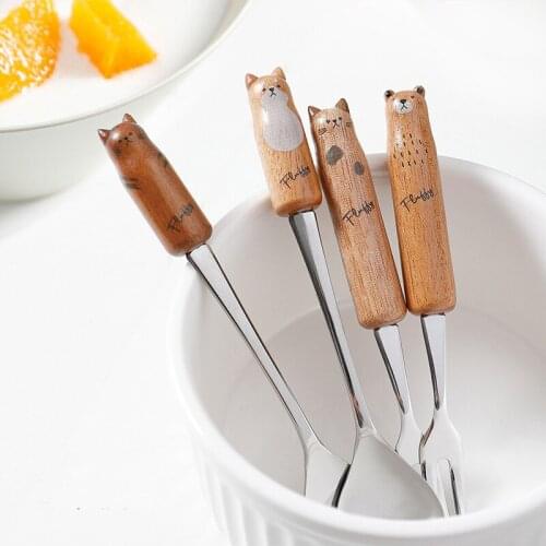 1pcs Fruit Cake Fork Ice Cream Coffee Sugar Spoon Mini Stirring Spoon Dinner Cartoon Tea Spoon Kitchen Supplies Dessert Fork
