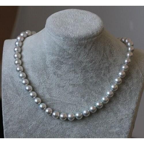 10-11MM GENUINE NATURAL SOUTH SEA SILVER GRAY PEARL NECKLACE 14k/20