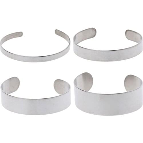 10Pcs Titanium Blank Stamping Bracelet DIY Leather Cuff Bangles Jewelry Making
