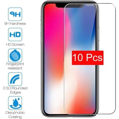 10Pcs Screen Protector for iPhone 12 mini 11 Pro X Xs XR Max 6 6S 7 8 Plus 5 5S SE 9H Tempered Glass Transparent Protective Film
