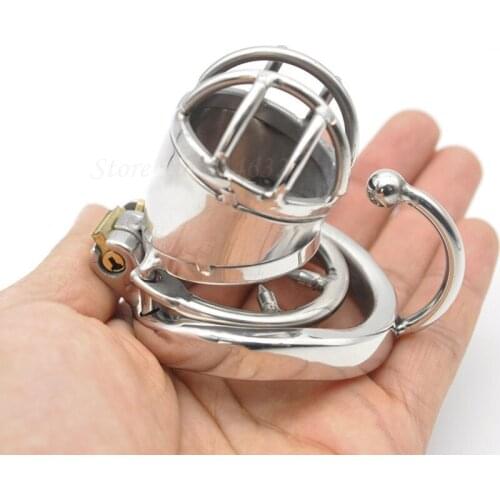 304 Stainless Steel Male Chastity Devices with Anti-Shedding Ring,Cock Cage with Base Arc Ring ,Penis Lock,Penis Rings For Men