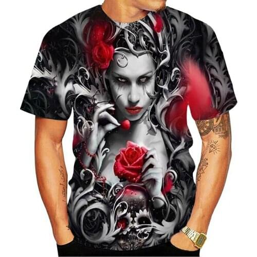 3D printed sexy beauty graphic t-shirts Mens Horror T-shirt Mens Horror T-shirt Anime short sleeve T-shirts men clothes tops