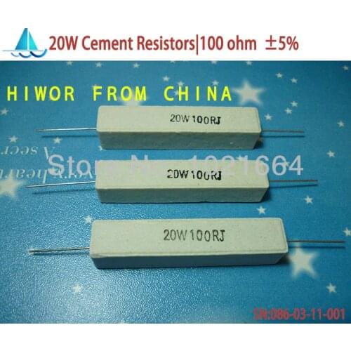 5pcs/lot) 20W 100 ohms Ceramic Cement Power Resistor 100 ohm Resistors
