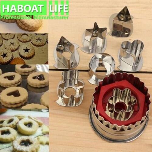 7pcs/set Cookie Cutter Tools 3D Scenario Stainless Steel Cookie Cutter Set Gingerbread Cake Biscuit Mould Fondant Cutter H
