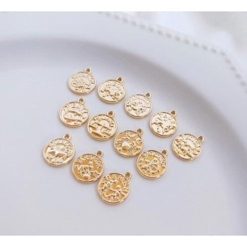 14k gold plated jewelry accessories copper Twelve constellations pendant making DIY necklace FPPJ