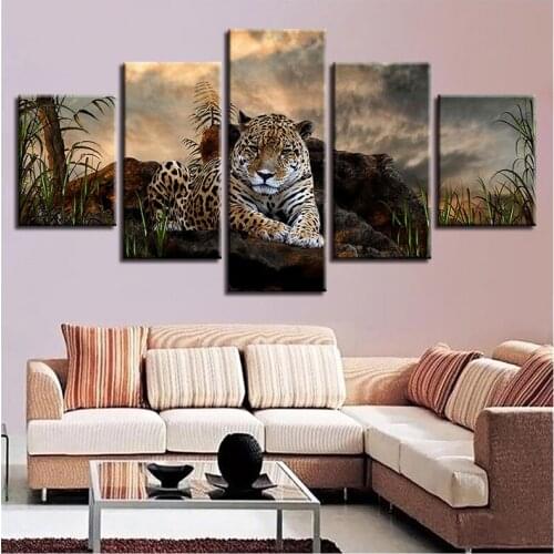 Diamond Painting Leopard And Green Grass Scenery 5 Pieces 5D Diy Full Square Round Drill Embroidery Wedding DecorationZP-4229