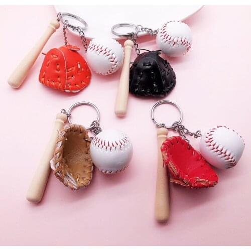 Baseball Fans Key Chain Holder Men Women Leather Keychain Retro Unisex Genuine Keyring Holder Auto Keys Sports Memorabilia Gift