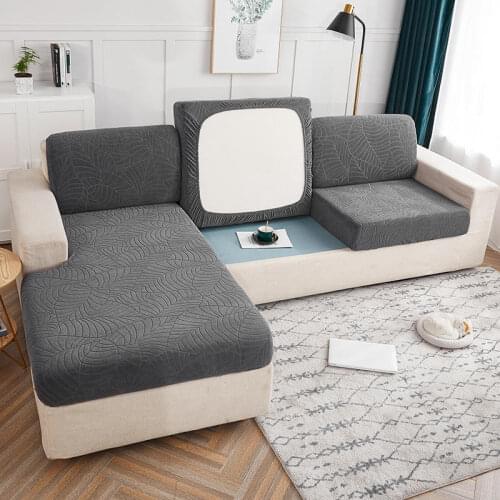 Waterproof Sofa Seat Cushion Cover Elastic Sectional L Shape Sofa Covers Gray Couch Cover for Living Room Furniture Protector