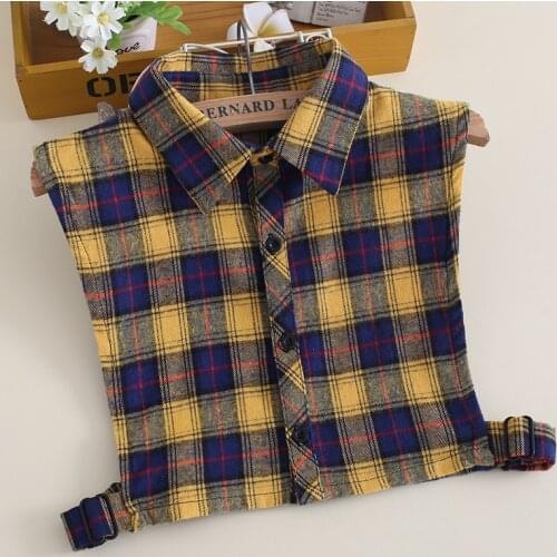 Ladies False Collar Plaid Fake Collar for Women Detachable Collars Removable Half Shirt Detachable Blouse Female Faux Col Ties