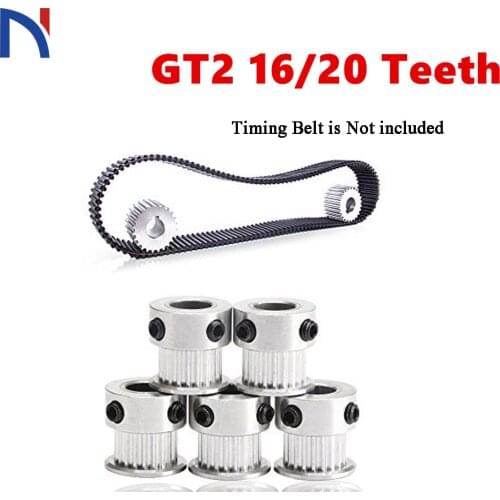 GT2 Pulley 3D Printer Parts Accessory GT2 20Teeth 16Teeth 16 20 Teeth Bore 5mm/8mm Timing Alumium for GT2 6mm Open Timing Belt