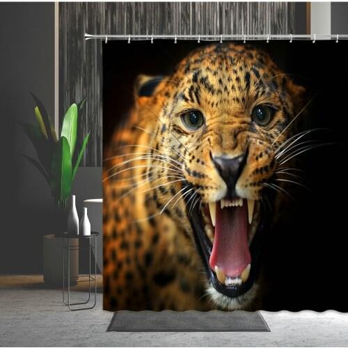 Wild Animals Americas Leopard Shower Curtain Set Tiger Waterproof Bathroom Wall Hanging Curtain Bathroom Decoration