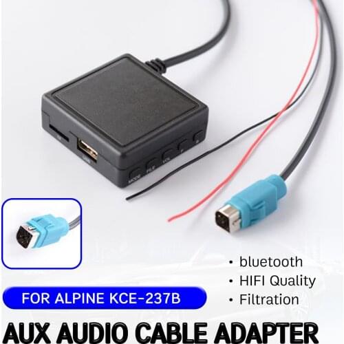 For KCE-237B Cable Adapter with USB,mic Hands-free Hifi audio interface for Alpine 2009+ CDE-W203Ri bluetooth Aux Receiver