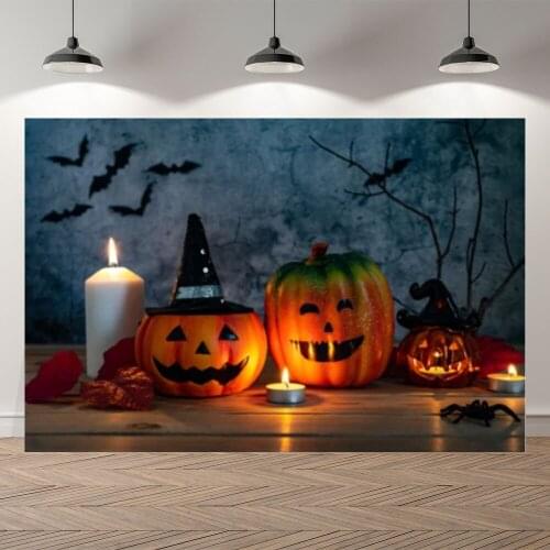 Seekpro Autumn Halloween Pumpkin Bokeh Bat Spider Children Photography Background Photographic Backdrop For Photo Studio Shoot