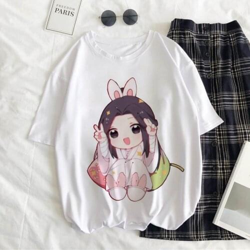 TianGuanCIfu KawaiiGraphic Print T-shirt Women Harajuku Aesthetic White Tops Tshirt 2021 Summer Y2k Anime Casual Female T Shirt