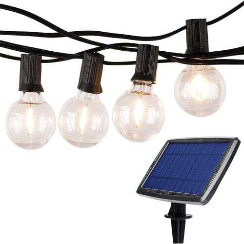 25Ft Patio String Lights Solar G40 Globe 25 Edison Bulbs Outdoor Waterproof Hanging Lights for Garden Backyard Deck Party Decor