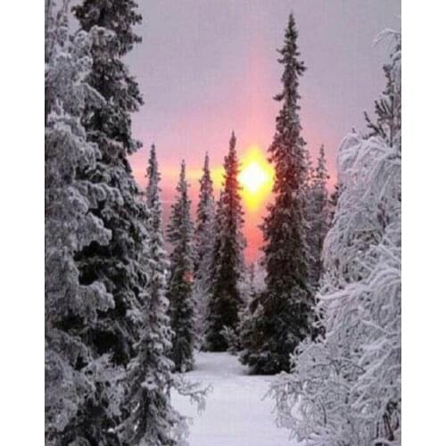 Sunset landscape tree cross stitch Oil painting girl 11/ 14ct /16/28/27CT cloth cotton thread embroidery DIY handmade