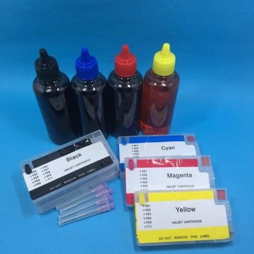 YOTAT 400ml Dye ink + (ARC chip) Refillable ink cartridge for HP953 HP 953 XL OfficeJet Pro 8702 8710 8720 8730 8728 8715