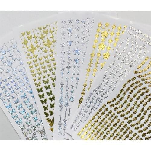 Korean Cute Butterfly Chain Pendant Laser Sticker Scrapbooking Idol Card Kawaii Stationery Decorative Stickers Art Supplies Gift