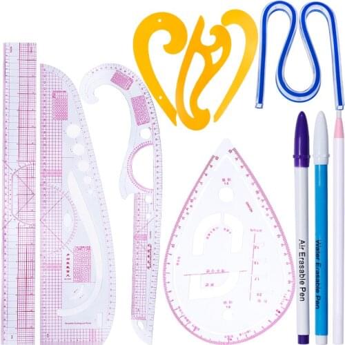 Imzay Sewing Ruler Yardstick Sleeve French Curve Ruler Set Cutting Ruler Clothing Sample Yardstick Measure Template Metric Ruler