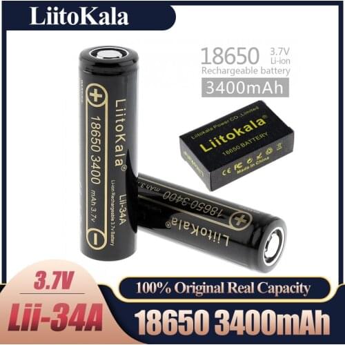 LiitoKala Lii-34A 100% New Original NCR18650B 3.7v 3400 mah 18650 Lithium Rechargeable Battery For Flashlight batteries