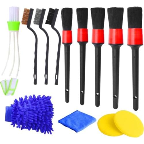 13Pieces Interior Detailing Brush Set Cloth for Cleaning Engine
