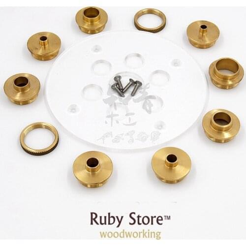 Set of Round Base Plate + 10PCS Brass Router Template Guide Bushings