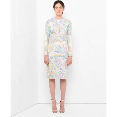 Real Sexy Dress Autumn New Arrival Fashion High Quality Print Elegant Sleeve Knitted Elastic Dress