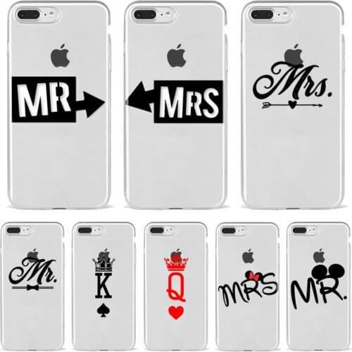 Mr Mrs Couple DIY Phone Cases Fitted Transparent For Iphone 11 12 7 8 Pro Mini XS Max Xr X PLU Cover