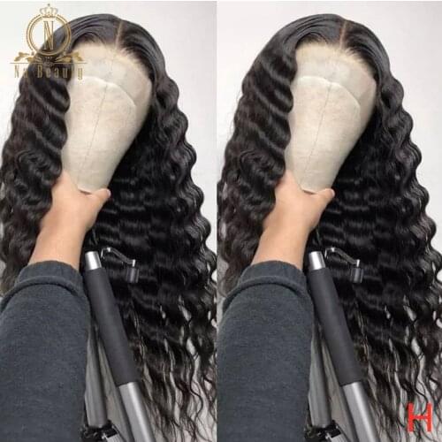 180 Density Transparent Lace Wigs 13x4 lace front wig Deep Wave Human Hair Wig For Black Women Preplucked Remy Hair Nabeauty