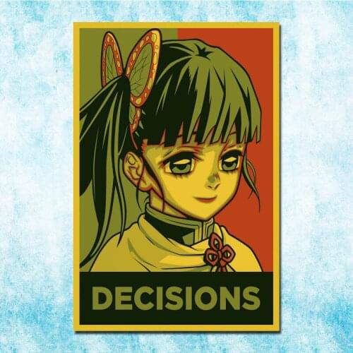 Demon Slayer Anime Tanjirou Zenitsu Nezuko Poster Art Silk Canvas Retro Print For Home Room Decor Decoration-015