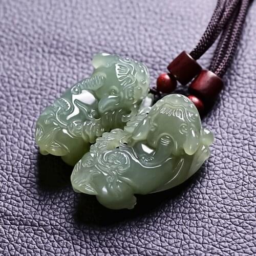 Natural green jade pendant hollow handcarved brave troops jade pendants brand jade jewelry jadeite jade necklace men women