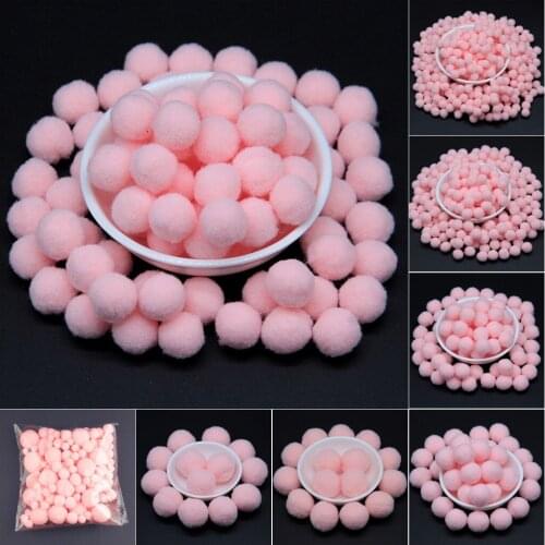 Light Pink Pompoms 8/10/15/20/25/30mm Fur Plush Ball Craft DIY Soft Pompon Wedding Home Garment Sewing on Cloth Accessories 20g