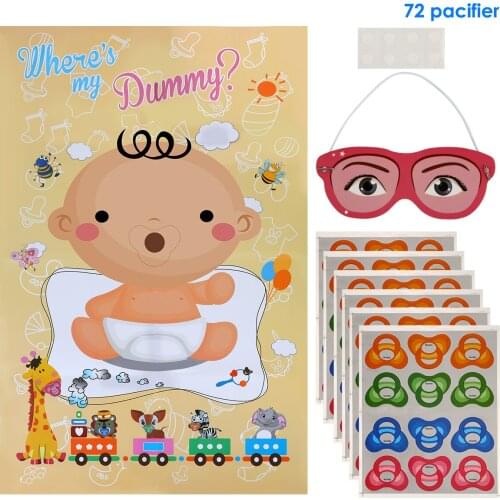 Pin The Pacifier On The Baby Game - Baby Shower Party Favor Games Party Supplies 72 Pacifier Stickers