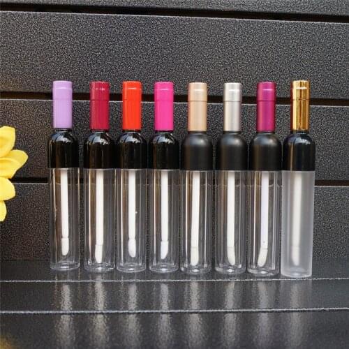 5ML 10/30/50pcs Empty Clear Plastic Lipgloss Bottle with Colored Cap, Wine Shape Creative Portable Lip Gloss Tube, Lipstick Tube