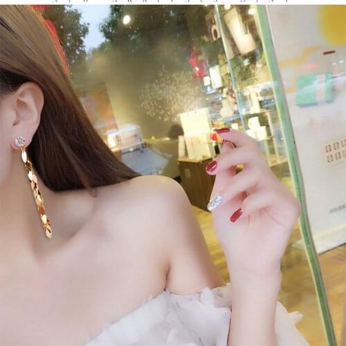 JIOFREE Korea Style Golden leaves glisten Long Tassel Clip on Earrings Without Piercing for Women No Ear Hole Ear Hole Earrings