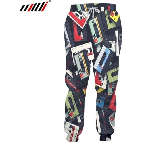 UJWI New Fashion Sweat Pants Joggers Pants 3D Retro record Print Food Sweatpants For Men/women Hip Hop Full Length Trousers
