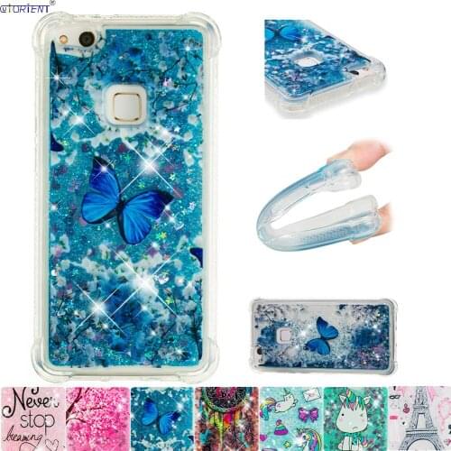 Silicone Case for Huawei P10 Lite Cute Glitter Dynamic Liquid Bumper Cover WAS-LX1 WAS-LX1A WAS-L21 WAS LX1 LX1A L21 Back Cases