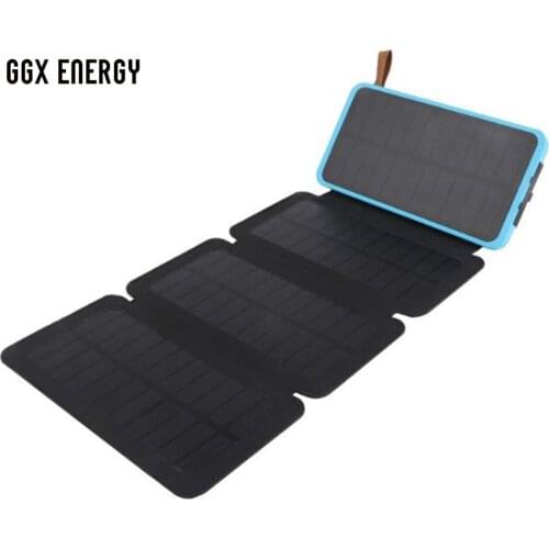 GGX ENERGY 10000mah 2W/4W/6W/8W Foldable Solar Panel Battery Charger for Phone Portable Power Bank for Camping Outdoor Use