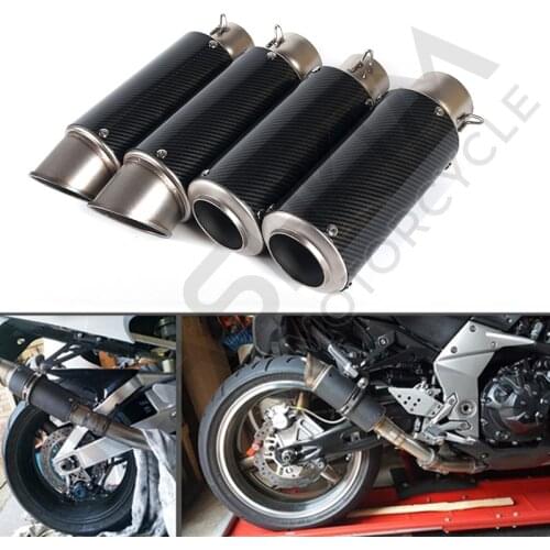 Universal GP Motorcycle Carbon Fiber Exhaust Escape Muffler Pipe Inlet 51-61mm or 61-51mm Exhaust Escape