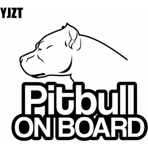YJZT 16CM*13.9CM Pitbull On Board Dog Vinyl Funny Waterproof Car Sticker Black/Silver C2-3214