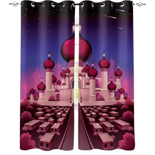 Castle Purple Night Fantasy Curtains for Living Room Bedroom Kitchen Window Treatment Curtain Home Decoration