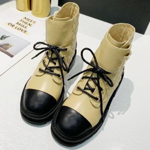 Women Shoes Solid Lace Up Ankle Boots Platform Martin Boots Height increase Fashion Autumn Winter Shoes Botas Mujer Leather Hot