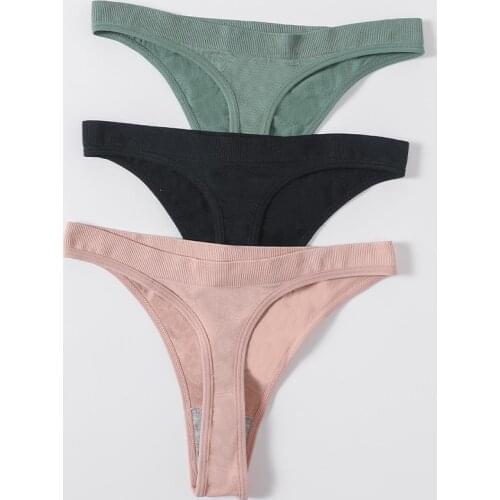 Womens Thongs G-string Female Panties Low Waist Briefs Cotton Underwear Sexy Lingerie Breathable Ladies T-back Brazilian Thongs